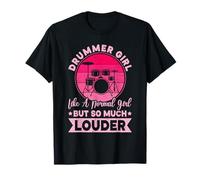 Drummer Gril comme une fille normale mais tellement plus forte en style rétro T-Shirt
