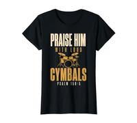 Drummer Praise Him with Loud Cymbals Drumming Christian T-Shirt Graphique avec Valeur