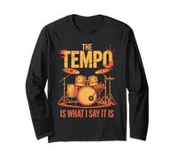 Drummer rétro The Tempo is What I Say Band Lover Distressed Manche Longue