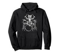Drummer Rock Cat Jouant de la Batterie Heavy Metal Drummer Cats Music Sweat à Capuche