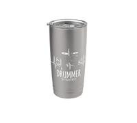 Drummer The Heart Beat Ensemble de batterie électronique Pulse Line Art Graphic Gobelet isotherme en acier inoxydable double paroi