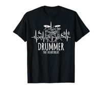 Drummer The Heart Beat Ensemble de Batterie électronique Pulse Line Art Graphic T-Shirt