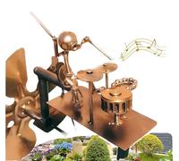 Drummer Windmill Garden Decoration,Metal Wind Spinner |Percussionist Music Figurines，Garden Windmill,Outdoor Display