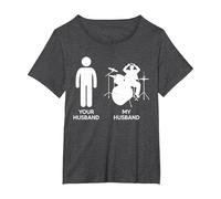Drummer Your Husband My Husband Drumming from Wife T-Shirt, Femme Grandes Tailles, Chiné Foncé, 5X