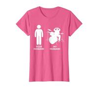 Drummer Your Husband My Husband Drumming from Wife T-Shirt, Femme, Rose Chiné, S