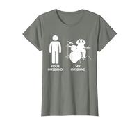 Drummer Your Husband My Husband Drumming from Wife T-Shirt, Femme, Vert Kaki chiné, S