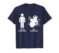 Drummer Your Husband My Husband Drumming from Wife T-Shirt, Homme, Bleu Marine, S