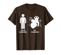 Drummer Your Husband My Husband Drumming from Wife T-Shirt, Homme, Marron, S