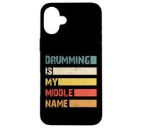 Drumming is My Middle Name, Batterie rétro Style Grunge Coque pour iPhone 16 Plus