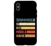 Drumming is My Middle Name, Batterie rétro Style Grunge Coque pour iPhone X/XS