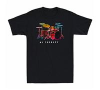Drumming Retro Drum Drummer Cotton Funny Set Black My Therapy Mens White Yellow Black Red Mens Women t T-Shirts à Manches courtess männer Schwarz 100% Cotton Tee(Medium)