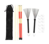 Drumsticks d'érable 5A - Tête de pinceau rétractable, pointe en caoutchouc pour son ferme + amortisseurs souples avec pochette en velours pour le contrôle des vibrations et le (type 1)