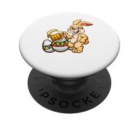 Drunk Bunny Beer Shirt Egg Mug - Cadeau Amusant de Lapin de Pâques PopSockets PopGrip Adhésif