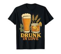 Drunk In Love Bière et Whisky Art rétro à l'alcool T-Shirt