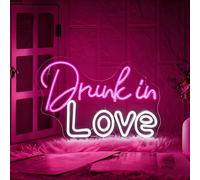Drunk In Love - Panneau néon à LED rose et blanc - Pour décoration murale - Intensité variable - Alimentation USB - Pour maison, bar, chambre à coucher, salon, fête, mariage