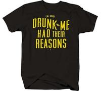 Drunk Me Had Their Reasons T-Shirts à Manches courtess for Men(Medium)