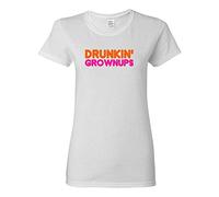 Drunkin' Grownups Grown UPS Donuts Dunkin' Parody Humor Drinking Tee T-T-Shirts à Manches Courtes Mens Women T T-Shirts à Manches Courtes(Medium)