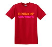 Drunkin' Grownups Grown UPS Donuts Dunkin' Parody Humor Drinking Tee T-T-Shirts à Manches Courtes(X-Large)