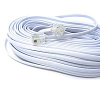 DRUT 20 m RJ11 vers RJ11 câble téléphonique Fixe ADSL 6P4C câble Plat Haute Vitesse BT Internet Haut débit mâle vers mâle routeur Modem téléphone rallonge Fil 65 Pieds Blanc