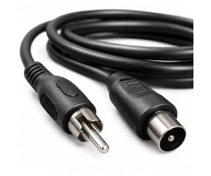 DRUT Câble d'antenne TV RCA phono vers antenne pour consoles rétro 2 m | Compatible avec NES, SNES, N64, Sega Mega Drive, PS1, Atari 2600, Amiga, Commodore 64, ZX Spectrum