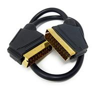 DRUT Câble péritel vers péritel Court de 50 cm, Cordon RVB 21 Broches mâle à mâle (fiche à fiche) pour TV, magnétoscope, Lecteur DVD plaqué Or 1,6 pi