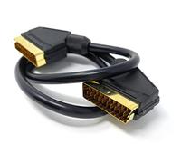 DRUT Câble péritel vers péritel Court de 75 cm, 21 Broches mâle à mâle (fiche à fiche) Cordon RVB pour TV, magnétoscope, Lecteur DVD plaqué Or 2,5 Pieds