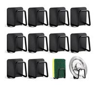 Druuzyl 10 Pièces Porte-Éponge Évier Cuisine, Porte-Éponge Autocollant en Acier Inoxydable Crochet pour Éponge Brosse Noir Accessoire de Adhésif pour Cuisine Salle de Bain