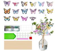 Druuzyl 16 Pièces Ensemble de papillons peints avec des diamants, décoration de papillons avec des diamants DIY, ensemble d'articles d'artisanat de peinture avec des diamantscadeau.