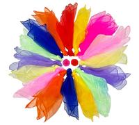 Druuzyl 18 Foulards jonglage 60x60cm - Tissu Multicolore pour - idéal Cirque, Danse et Jeux de Jardin - Lot de Foulards Magiques en Soie légère