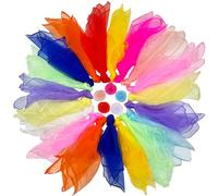 Druuzyl 24 Foulards jonglage 60x60cm - Tissu Multicolore pour Enfants - idéal Cirque, Danse et Jeux de Jardin - Lot de Foulards Magiques en Soie légère