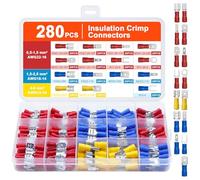 Druuzyl 280PCS Kit de Cosses à Sertir pour Voiture, 15 Types de Connecteurs Électriques Isolés (Mâle/Femelle) - Cosses Plates 2.8mm/4.8mm/6.3mm, Assortiment pour Automobile, Camion et Moto (Étanche)