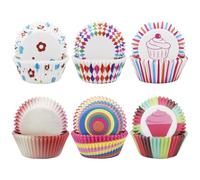 Druuzyl 300 Pièces Caissettes Cupcake en Papier - Moules Antiadhésifs Arc-en-Ciel pour Muffins/Gâteaux, Adapté à la Cuisson au Four (Diamètre 5cm) - Idéal pour Mariage, Anniversaire & Desserts