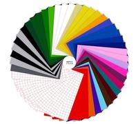 Druuzyl 46 Feuilles Vinyle Thermocollant 30,5x21cm | PVC Résistant aux Lavages pour T-shirts, Voitures & Décoration | Compatible Cricut/Silhouette | Transfert Thermique Pro & DIY