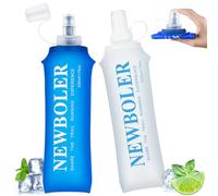 Druuzyl 500ml Flasque à Eau Pliable Set de 2, Flasque à Eau Pliable TPU Soft Flask, Flasque Running, Soft Flask, Flasque de Sport Sans BPA pour Randonnée, Camping, Fitness, Escalade