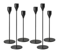 Druuzyl 6 Bougeoirs Noir Vintage 33/29/23cm - Chandelier Conique pour Mariage & Dîners Romantiques - Lot de 6 Pièces en Métal Noir - Décoration de Table Élégante (Style Rétro)