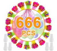 Druuzyl 666 PCS Bombe à Eau Réutilisable, Ballons d'Eau Auto-Fermants avec 6 Raccords de Robinet - Remplissage Rapide 60s, Multicolore pour Piscine, Plage, Fêtes