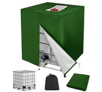 Druuzyl Bâche pour cuve IBC 1000L avec fermeture à glissière - Protection anti-UV/poussière 116x100x120cm - Housse étanche pour récupérateur eau pluie - Couvercle réservoir vert renforcé