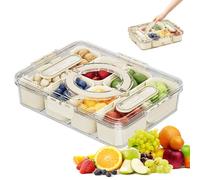 Druuzyl Boîte à Snacks 8 Compartiments avec Couvercle - Plateau Repas Divisé pour Aliments, Bonbons, Fruits Secs, Noix et Épices - Rangement Pratique pour Lunch, Pique-nique ou Bureau