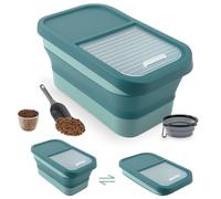 Druuzyl Conteneur à Croquettes pour Chien/Chat 5KG - Boîte de Stockage Pliable avec Cuillère et Tasse à Mesurer,Bowl pliable pour chien,vert,Seau Hermétique pour Nourriture et Friandises Animaux