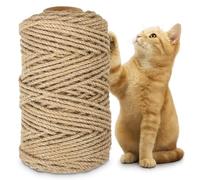 Druuzyl Corde Arbre à Chat 100M x 6MM Corde en Sisal Naturelle, Corde Arbre à Chat Scratch Pilier, Corde à Griffer DIY Corde Sisal pour Remplacement pour Décoration de Jardin et Maison