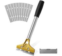 Druuzyl Grattoir Plaque Vitrocéramique Induction 30cm - 10 Lames Acier Carbone 18mm, Grattoir Vitre Plancha Long Manche pour Table de Cuisson, Carrelage, Papier Peint, Colle et Miroir, Outil Professio