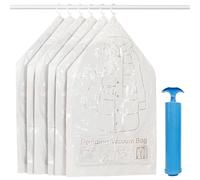 Druuzyl Lot 6 sacs sous vide suspendus 110x70cm - avec pompe manuelle - gain de place 75% pour manteaux/robes - rangement saisonnier anti-poussière