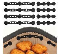 Druuzyl Lot de 12 Boucles Magnétiques en Silicone pour Friteuse à Air, Accessoires Airfryer Magnétiques Aimants de Fixation Silicone pour Airfryer Résistantes à La Chaleur Adapté à La Cuisine Noir