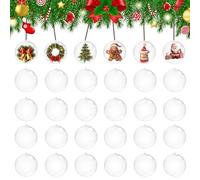 Druuzyl Lot de 30 Boules de Noël Transparentes 6cm - Ornements en Plastique à Remplir DIY, Décoration Sapin Shatterproof, Boules de Noël Creuses pour Arbre Intérieur/Extérieur, Cadeau Festif