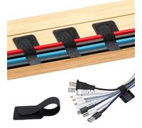 Druuzyl Lot de 30 Sangles Auto-Adhésives pour Rangement des Câbles sous le Bureau, Attaches Réutilisables Auto Agrippant Supports de Câbles Auto-Adhésifs Puissants, Attache Cable pour TV, PC