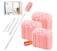Druuzyl Lot de 45 Lingettes Magnétiques Swiffer avec Poignée Télescopique, Recharge Compatible pour Dépoussiéreur 360°, Anti-Poils d'animaux/Poussière, Non Parfumé, Set de Nettoyage Multifonction