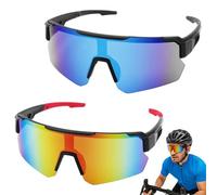 Druuzyl Lunette de Soleil Sport Polarisée 2 paires Lunettes de Cyclisme Homme Femme, Cyclisme Lunette Protection UV400, Coupe-vent Lunette de Soleil pour le Cyclisme la Course le Ski etc