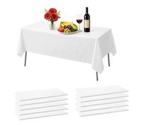 Druuzyl Lot de 10 Nappes Jetables 137 x 274 CM Nappe Imperméable, Nappe d'anniversaire en Plastique Jetable, Nappe Blanche pour Fêtes Mariages Pique-niques Anniversaires
