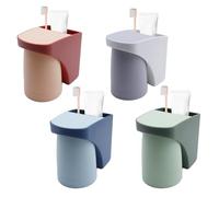 Druuzyl Porte-Brosses à Dents 4 Pièces Support de Rangement pour Salle de Bain, Porte-Gobelet avec Ventouse Organisateur pour Dentifrice et Brosse à Dents Lot de 4 Supports Murales