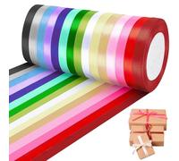Druuzyl Ruban Satin 15 Couleurs 22m x 10mm - Bande Polyester pour Emballage Cadeaux, Décoration Mariage (Jeu du Bouquet), Couture, Travail Manuel et DIY, Noeuds & Projets Créatifs
